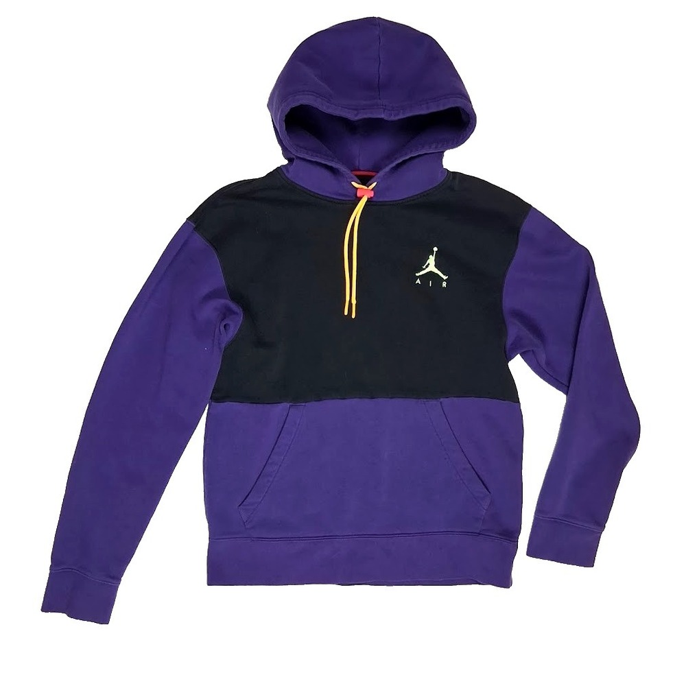 Jordan Nike Air Hoodie Mens Small Purple Black Jumpman Pullover Sweatshirt Neon